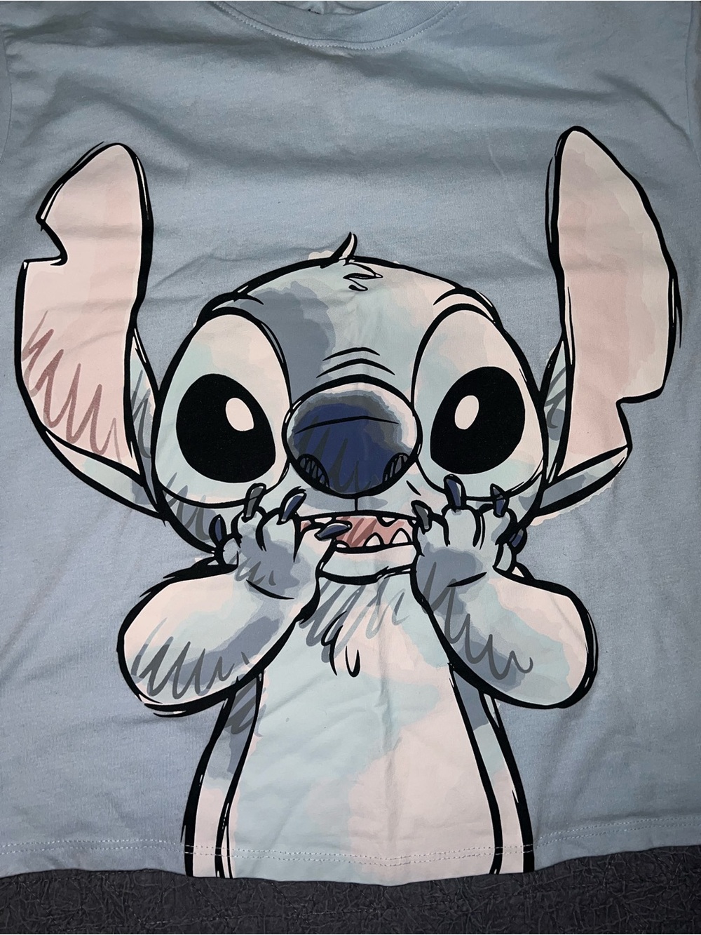 Disney Stitch Tee in Light Blue with Navy Logo Youth XXL